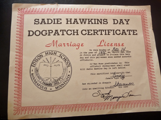 Who asked you, or who did you ask to Sadie Hawkins? Dog Patch Certificate